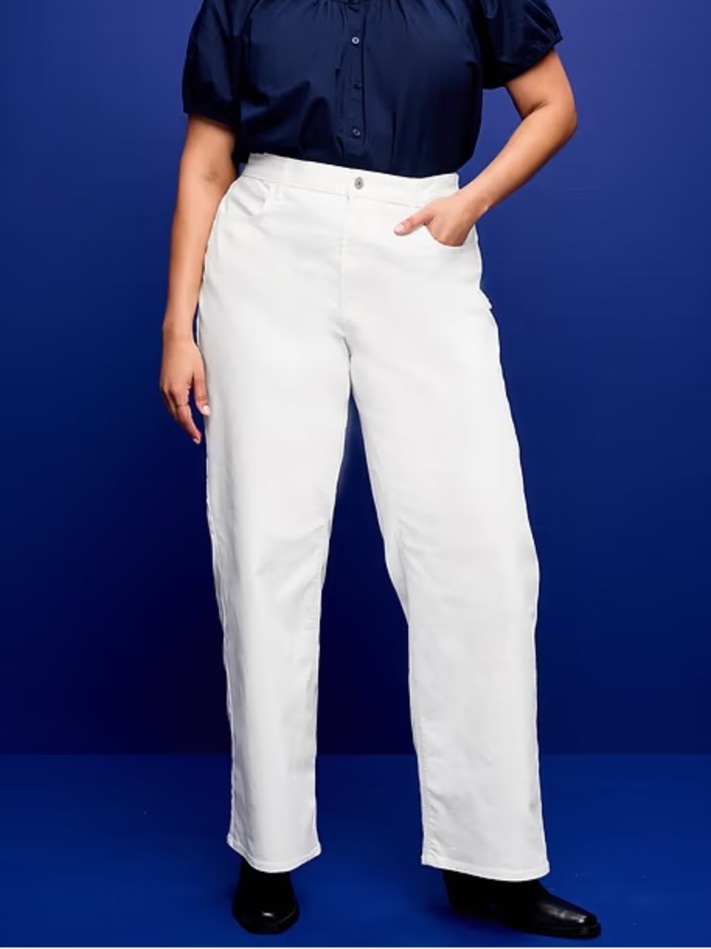 Old Navy High Waisted Wow Wide Leg White High-Rise Jeans Plus Size 30